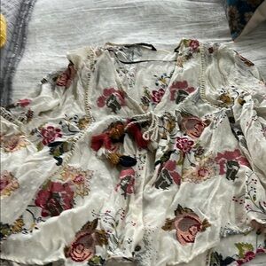 Floral Bohemian Blouse with Tassels